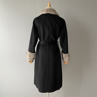 Manteau d'hiver russe pour femme Jxwatcher, en laine polaire double face, col et poignets en vraie fourrure de vison, style long de luxe sur mesure
