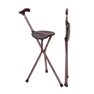 Tongkat Jalan Aluminium Grosir yang Dapat Disesuaikan, Lipat, dengan Kursi, Desain Tiga Kaki, Kapasitas 250 Lbs, Perlengkapan Medis untuk Berjalan, Perabot Rumah - Product Image 1