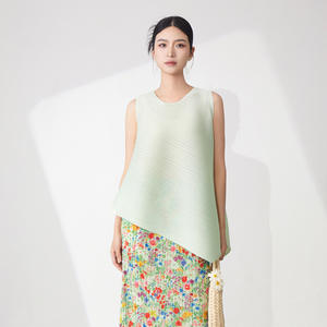 T-shirt sans manches plissé PY pour femme, été, grande taille, coupe ample, 100% polyester, débardeur décontracté - Product Image 6