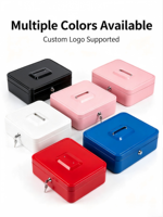Coffre-fort à clé durable pour espèces, petit MOQ, 4 pinces à billets, stockage sécurisé de l'argent, en acier laminé à froid, ignifuge, pour usage personnel/domicile