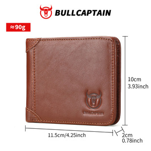 กระเป๋าสตางค์ BULLCAPTAIN รุ่นคลาสสิกสำหรับผู้ชาย ป้องกัน RFID แบบพับได้ ใส่บัตรได้เยอะ ดีไซน์บางเฉียบ เรียบง่าย ใส่กระเป๋าหน้าได้ ผลิตจากหนังแท้ - Product Image 5