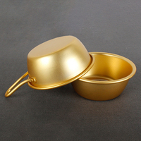 En gros, Bol à Makgeolli coréen traditionnel en aluminium doré, rond, avec poignée, pour vin de riz, idéal pour servir des collations et des plats variés