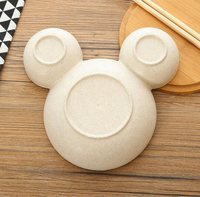 Dessin animé Mickey enfants bol blé paille vaisselle créative bébé compartiment assiette à dîner