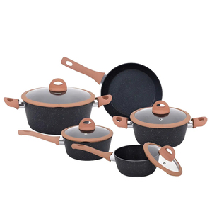 Juego de Ollas y Sartenes de Cerámica Moderna de Alta Calidad con Revestimiento de Mármol, Tapas de Vidrio, Asas de Baquelita, Antiadherente, 6 Piezas, de Aluminio, para Horno de Gas - Product Image 6