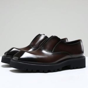 Zapatos de Cuero Cuadrados de Negocios para Hombre, Suela Gruesa, Tacón Elevado, Cierre Deslizante, Parte Superior de Cuero Genuino, Calzado Formal de Otoño - Product Image 2