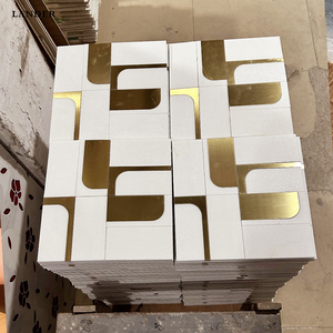 Lander Stone Sivec Waterjet Métal et marbre Mosaïque <span class=keywords><strong>Carrelage</strong></span> mural pour <span class=keywords><strong>salle</strong></span> <span class=keywords><strong>de</strong></span> <span class=keywords><strong>bain</strong></span> Salon Fleur Waterjet Marbre Mosaïque <span class=keywords><strong>Carrelage</strong></span> - Product Image 3