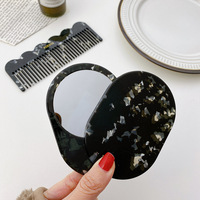 Ensemble peigne et miroir rétro personnalisé CHUJIAN, plaque en acétate épaissie, miroir double face