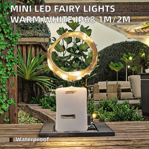 Mini Copper Wire LED Ra80 CRI Garland String <b>Lights</b> <b>Battery</b> Operated Warm White 1m/2m Fairy Style Christmas IP68 Rated 50000 - Product Image 2