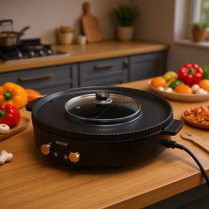 Olla eléctrica y parrilla 2 en 1 Vevor de 1800W sin humo para cocinar al vapor y a la parrilla - Product Image 2