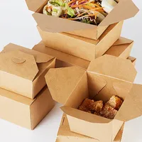 Papel recubierto reciclable al por mayor, contenedores de comida rápida, carpetas para llevar, pollo frito laminado mate/brillante desechable