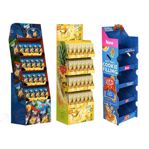 Promosi makanan ringan 4 tingkat lipat ramah lingkungan kardus kustom berdiri bebas tampilan lantai berdiri - Product Image 6