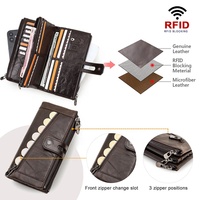 CONTACT'S lange RFID-Brieftasche Männer Echtes Leder Frauen Clutch Geldbörse Handy taschen