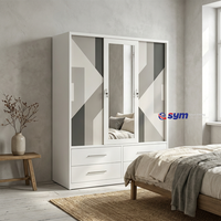 Armoire en acier imprimé haute résistance, armoire de rangement pour vêtements en métal massif pour chambre à coucher avec glissière à roulement à billes lisse