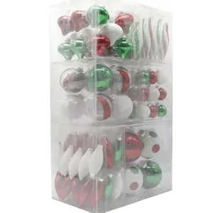 SENMASINE 117支玻璃装饰组合套装白绿红色圣诞球防碎派对节日装饰