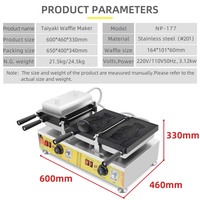 Machine à gaufres Taiyaki en forme de poisson à bouche ouverte, avec revêtement antiadhésif CE, chauffage électrique, 2 par lot