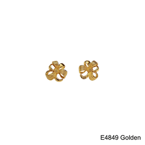 Orecchini a perno con fiocco dorato E4849, gioielli raffinati unisex classici per tutti i giorni - Product Image 1