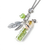 Pendentif décoratif en pierre de cristal naturelle pour aromathérapie, flacon d'huile, bouteille votive, collier, bijou