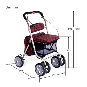 Medizinische Versorgung Tragbarer leichter Einkaufs wagen Aluminium-Einkaufs wagen Klapp höhe Verstellbarer Einkaufs wagen für Senioren