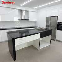 Meubles de cuisine de restaurant, comptoirs de bar, tables blanches et noires en Corian, tables de bar en surface solide pour hôtel