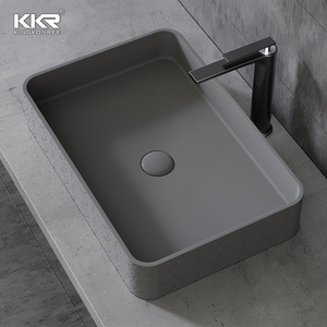 Recién llegado, lavabo y lavabo gris rectangular con forma de hormigón de cemento para baño, lavabo sanitario hecho en China - Product Image 5