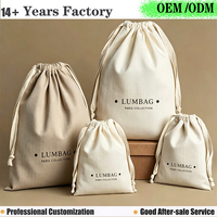 Kantong Serut Katun Daur Ulang dengan Logo Custom, Kantong Debu Bernapas untuk Kemasan Perhiasan, Kosmetik, Perawatan Kulit, Hadiah & Produk Fashion