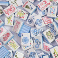 Tuiles de mahjong américaines en acrylique à rayures bleues de qualité supérieure, 160 pièces, coffret cadeau pour la maison, pour le divertissement et les jeux de société