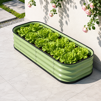 Jardinera Elevada de Acero Galvanizado para Exteriores, Caja de Metal Corrugado para Plantar Verduras y Flores