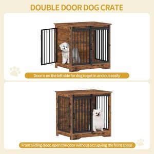 Elegante Tavolino in Legno per Cani con Doppie Porte Scorrevoli e Chiusure Sicure per Cani di Piccola, Media e Grande Taglia, Ideale per l'Arredamento Domestico - Product Image 3