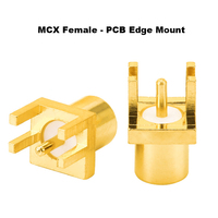 Connecteur RF MCX femelle 50 Ohms, montage sur circuit imprimé (PCB), montage droit, montage à angle droit, montage en surface (SMT), plaqué or, faible perte