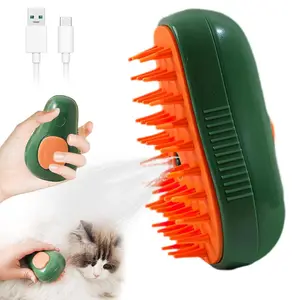 Multifunctional Rotating Cat Brush Steam Pet Hair Removal Spray Comb Upgrade 3 In 1 Electric Avocado Silicone Grooming Massage