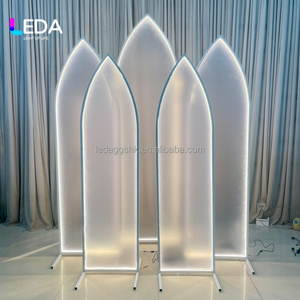 LEDA Modern Custom Wedding Arch <b>Backdrop</b> with LED Lights White or Custom Color Metal Frame for Wedding <b>Party</b> Events - Product Image 1