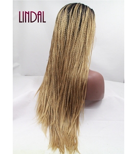 LINDAL lungo 13*3 del merletto bionda africano intrecciato <span class=keywords><strong>parrucca</strong></span> ombre marrone piccola scatola <span class=keywords><strong>trecce</strong></span> twist per le donne nere - Product Image 2