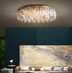 Nueva llegada de lujo romántico oro moderno salón comedor cristal flor arte francés retro lámpara de techo - Product Image 4