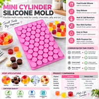 Mini moule en silicone cylindrique, moule vertical rond pour la préparation de gâteaux au chocolat