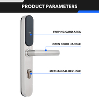 Puerta de madera de acero inoxidable para hotel, resistente al agua, duradera, tarjeta RFID, cerradura electrónica inteligente para puerta de hotel