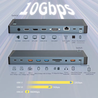Estación de acoplamiento USB C 18 en 1 con doble 4K HD4K y 8K DP Triple Monitor USB C Dock para Mac Book Laptop PC USB Hubs