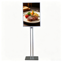 Support de menu en verre trempé en aluminium, réglable en hauteur, avec écran LED et double trou