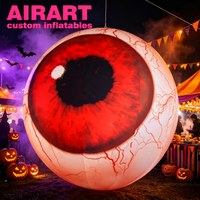 Décoration suspendue pour Halloween en forme d'œil rouge de 5 m de diamètre, ballon gonflable LED personnalisé en forme d'œil pour accessoires de scène