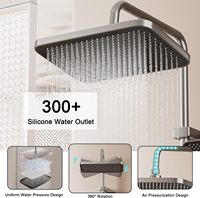 Système de douche thermostatique numérique gris 11,8\" pluie 4,5\" pomme de douche 2-en-1 douche à main bec de baignoire mural combiné robinet de douche