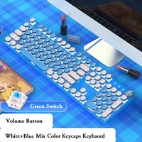 Hotswappable Keyboard Volume Button White+blue Mix Color Keycaps Keyboard Usb Wired Mechanical Gaming Keyboard
