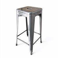 Chaise de bar industrielle empilable en métal, finition brute polie, pour restaurant - Vente chaude en gros