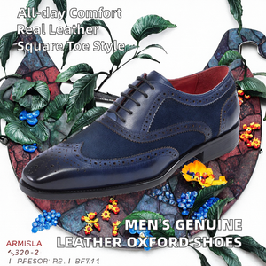 Men's Genuine Leather Business Formal <b>Monk</b> <b>Strap</b> Lace-up Oxford <b>Shoes</b> Wedding <b>Shoes</b> Square Toe Soft Breathable <b>Brown</b>-green - Product Image 2