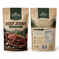 Sacs d'emballage personnalisés pour aliments secs, sachets refermables thermoscellables en plastique pour biltong et viande séchée