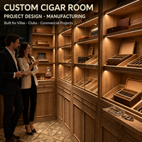 Humidor sur mesure pour cigares, Humidor de plain-pied avec contrôle de température et d'humidité, étagères en cèdre espagnol pour hôtels et clubs, projet clé en main
