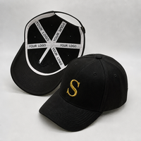 Casquette de baseball noire personnalisée de haute qualité avec logo brodé, 6 panneaux en sergé de coton, sangle réglable, fabricant OEM