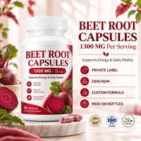Complément Premium de Racine de Betterave 1300mg en Capsules, 60 unités, Sans OGM, Améliore la Circulation et la Vigueur Durable