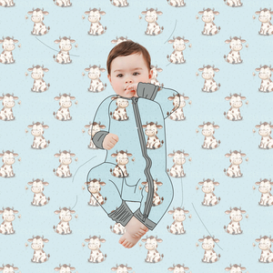 Unisex bebekler için çift yönlü fermuarlı yazlık bambu pijama takımı, bebekler için uzun kollu fermuarlı bambu pijama takımı - Product Image 6