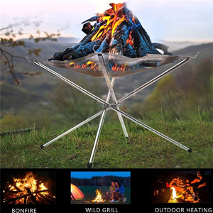 Folding <b>Portable</b> Steel Mesh Camping Outdoor Wood Burning Bonfires Rack Stainless Steel <b>Fire</b> <b>Pit</b> with Carrying Bag - Product Image 3