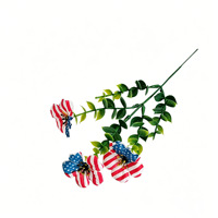 Bouquet de fleurs en soie drapeau américain patriotique rouge blanc bleu, eucalyptus artificiel pour la décoration de fête du 4 juillet, Jour de l'Indépendance