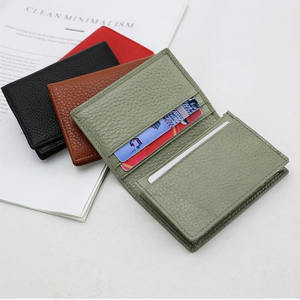 カスタマイズ可能な小石の第1層牛革名刺収納小冊子ソフトカードスリーブ本革コインカードホルダー - Product Image 1